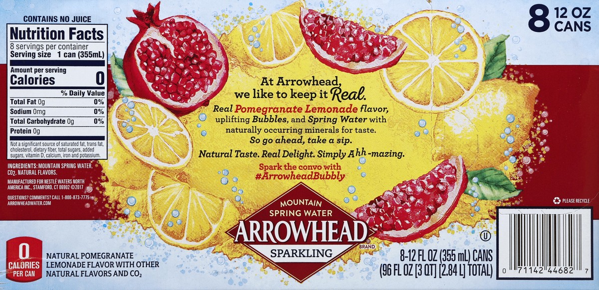 slide 4 of 6, Arrowhead Sparkling Water, Pomegranate Lemonade- 12 oz, 12 oz