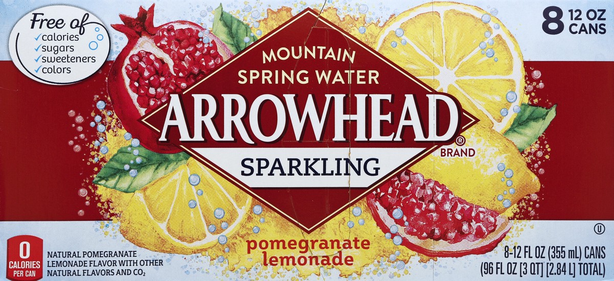 slide 6 of 6, Arrowhead Sparkling Water, Pomegranate Lemonade- 12 oz, 12 oz