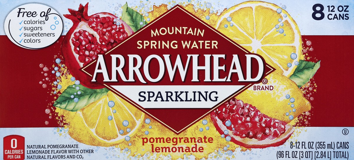 slide 5 of 6, Arrowhead Sparkling Water, Pomegranate Lemonade- 12 oz, 12 oz