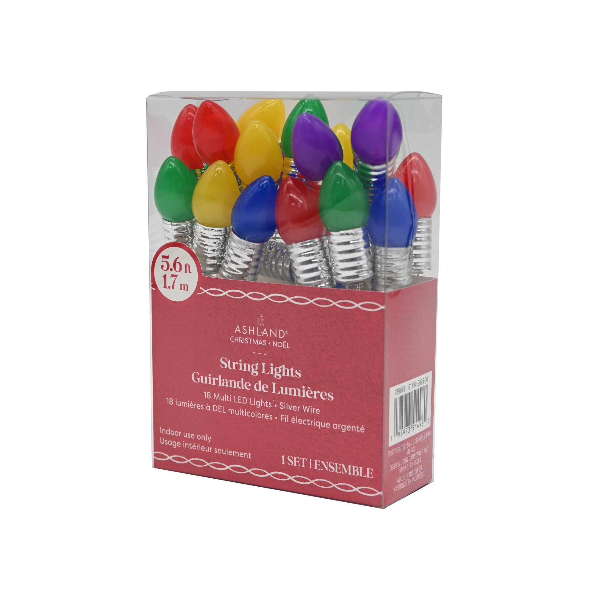 slide 3 of 3, 18ct. Multicolor Led Traditional Bulb String Lights On Silver Wire By Ashland, 18 ct