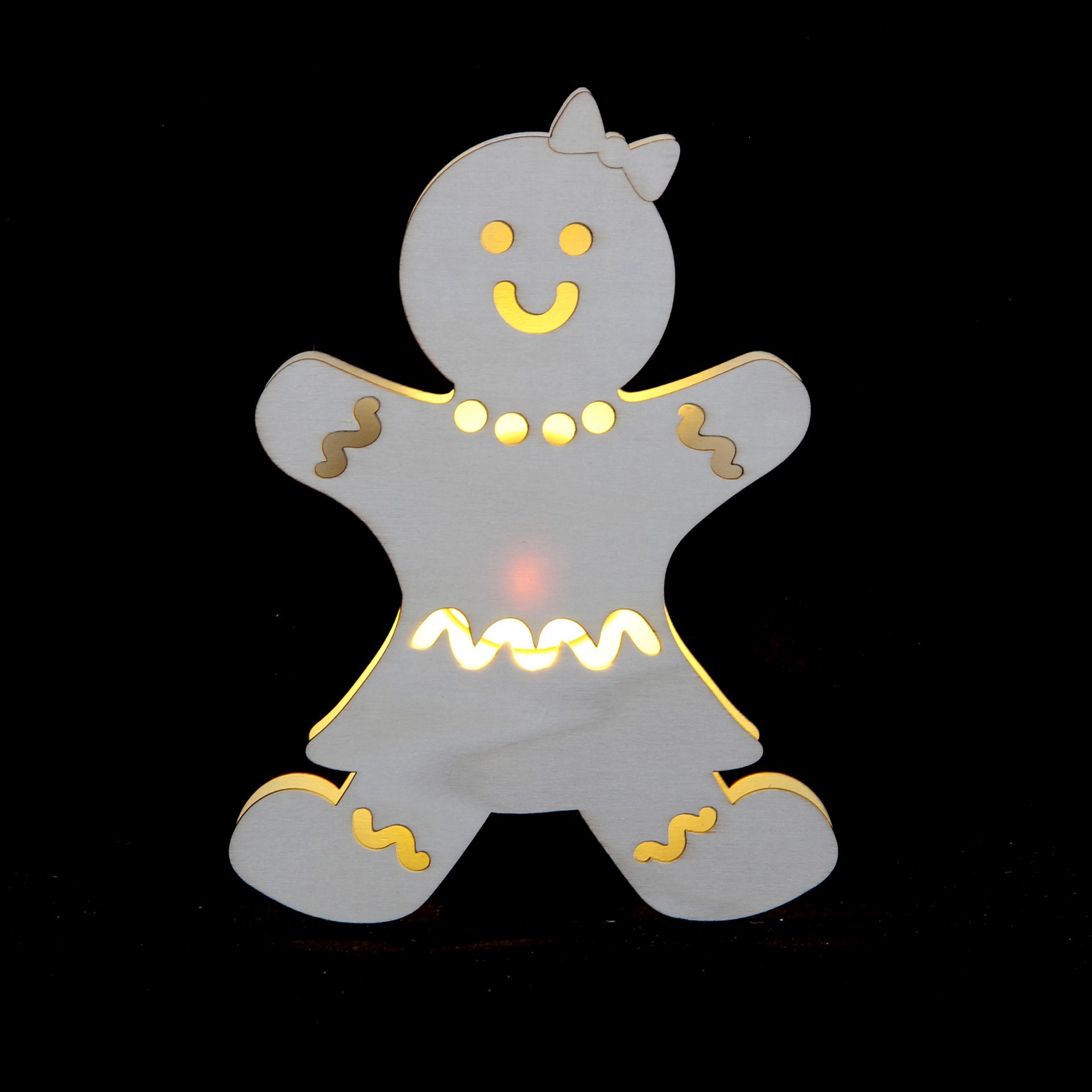 slide 3 of 3, 7" Unfinished Gingerbread Girl Diy Led Wood Decor By Make Market, 7 in