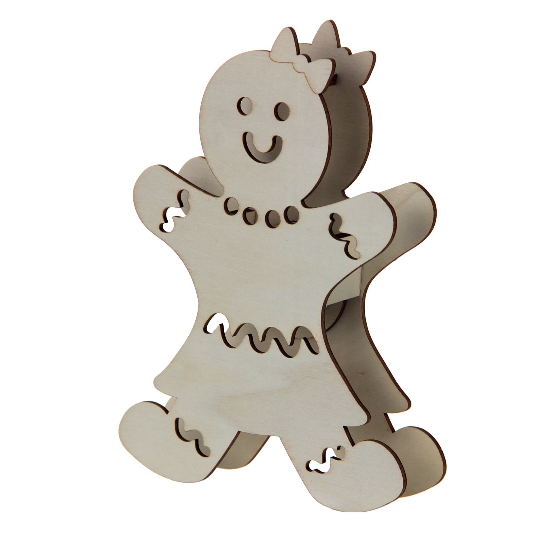 slide 2 of 3, 7" Unfinished Gingerbread Girl Diy Led Wood Decor By Make Market, 7 in