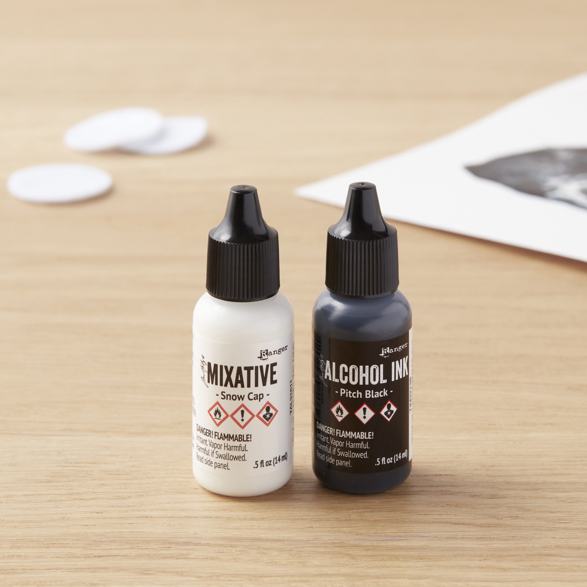 slide 6 of 7, Tim Holtz Alcohol Ink Set, Black & White, 0.5 fl oz