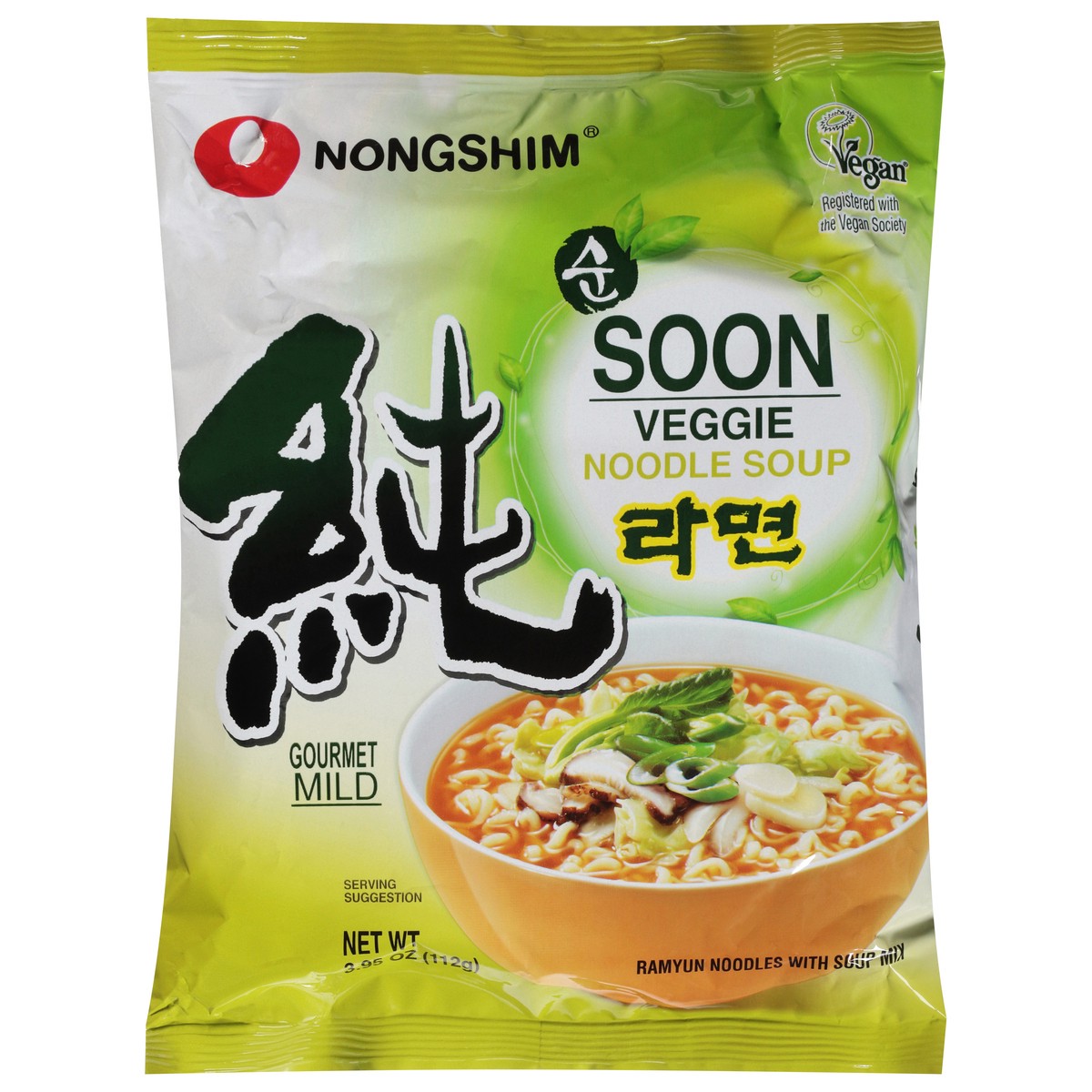 slide 1 of 5, Nongshim Gourmet Mild Soon Veggie Noodle Soup 3.95 oz, 3.95 oz