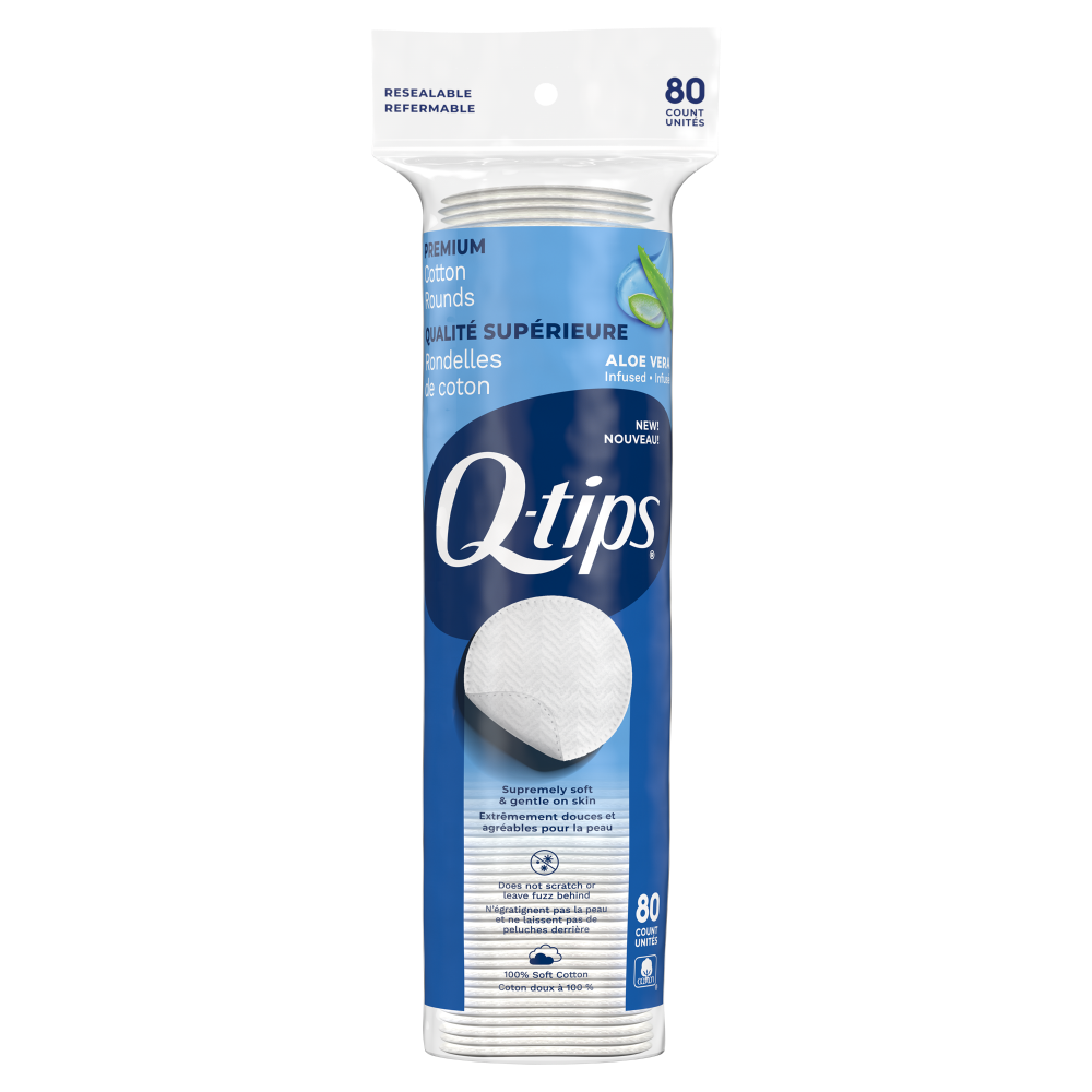 slide 1 of 1, Q-Tips® Premium Cotton Rounds, 80 ct, 80 ct