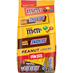 Mars SNICKERS& M&M''S Fun Size Peanut and Peanut Butter Chocolate Candy Variety Pack, 22.66 Oz Bulk Bag