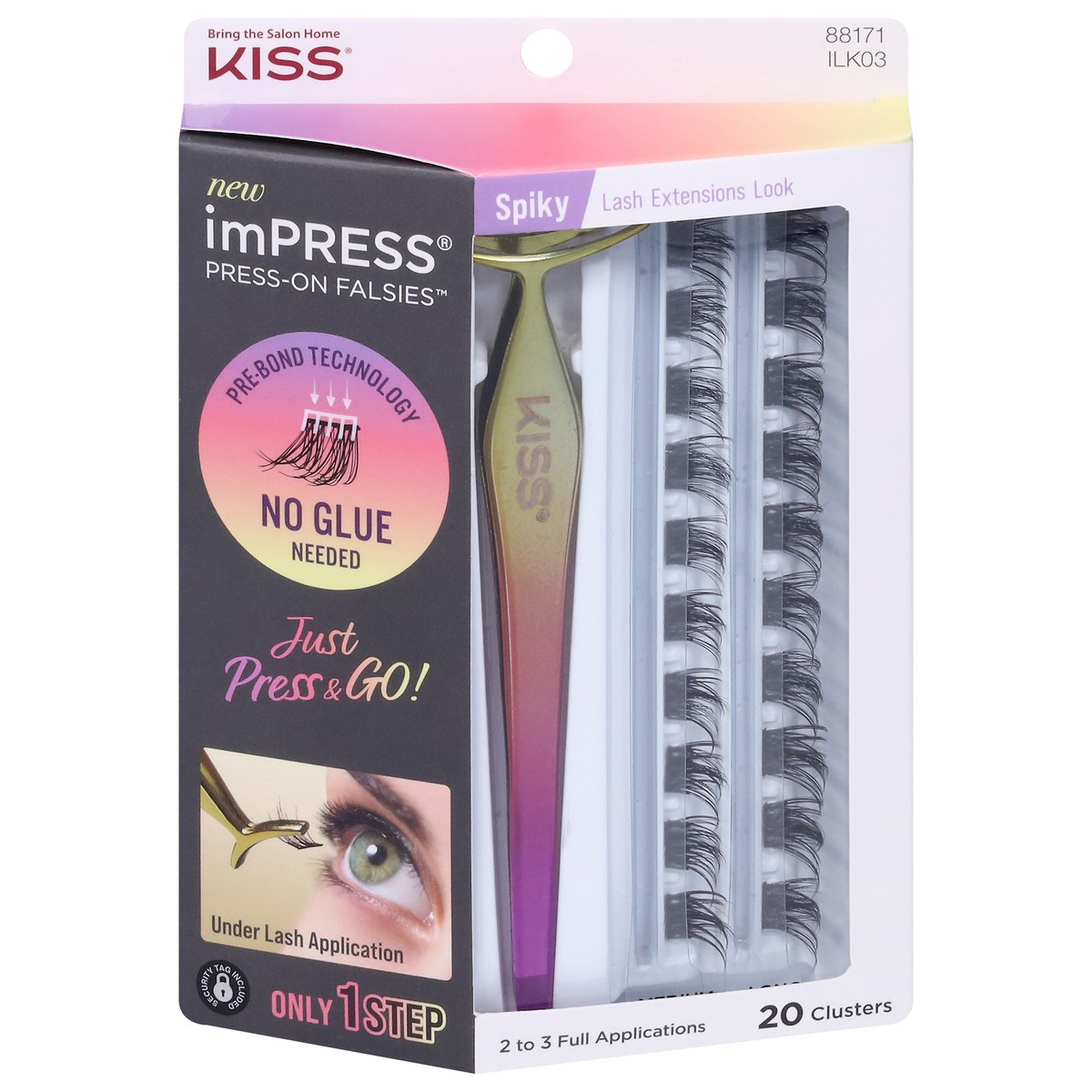 slide 1 of 9, imPRESS Press-On Falsies No-Glue False Eyelash Clusters Kit, Spiky, 21 Ct., 1 ct