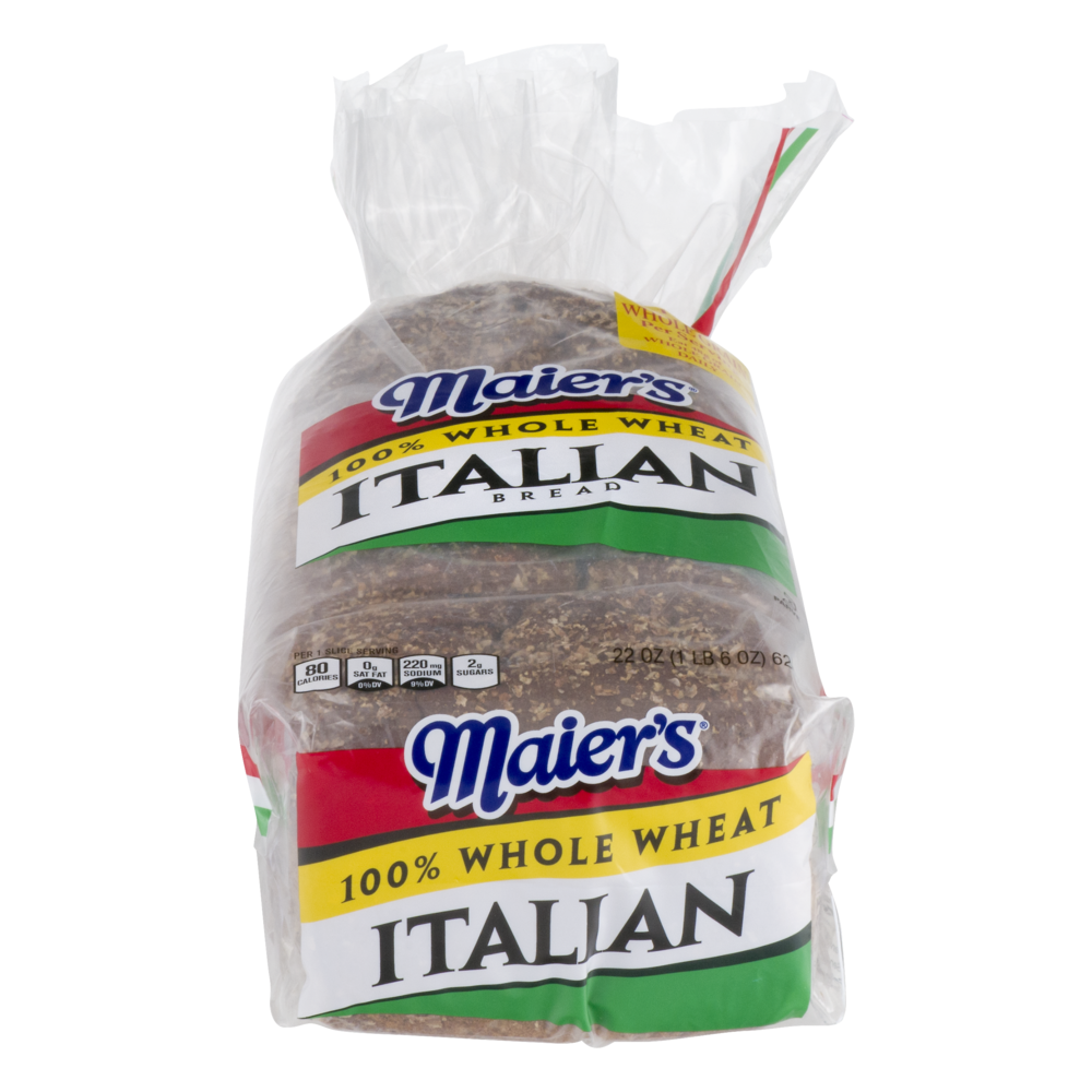 slide 1 of 1, Maier's Italian 100% Whole Wheat Bread, 22 oz