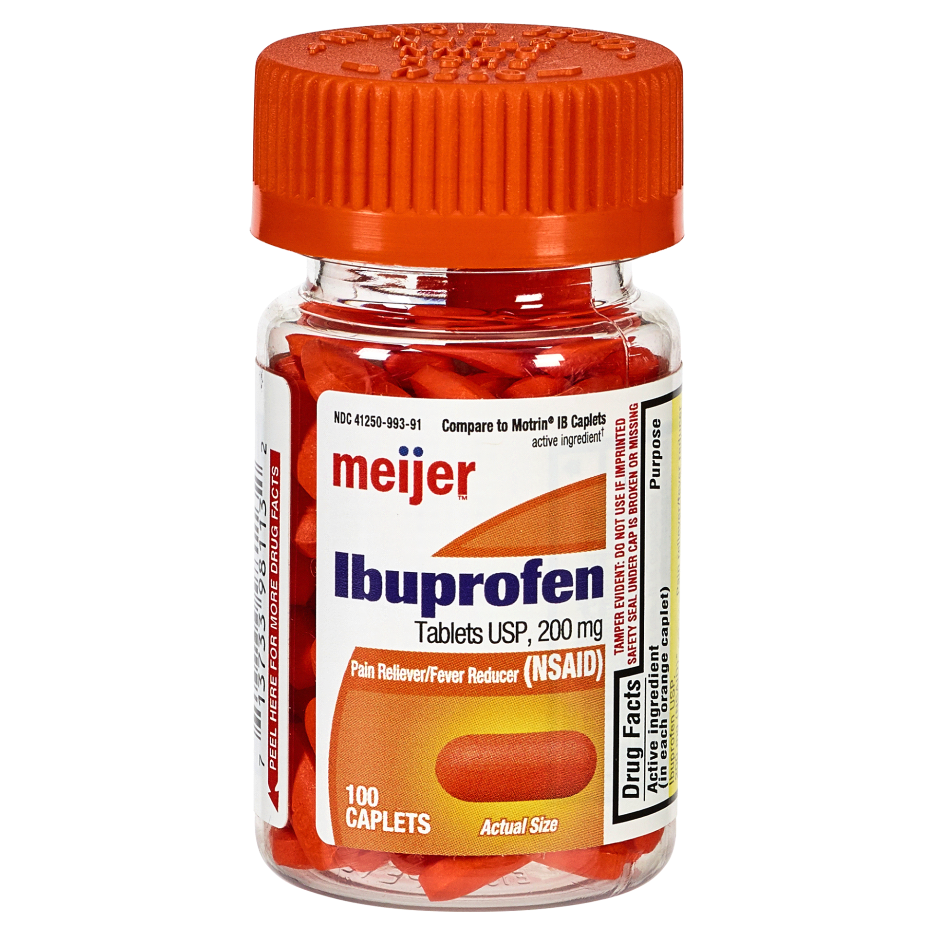 slide 1 of 3, Meijer Ibuprofen Orange Caplet, 100 ct