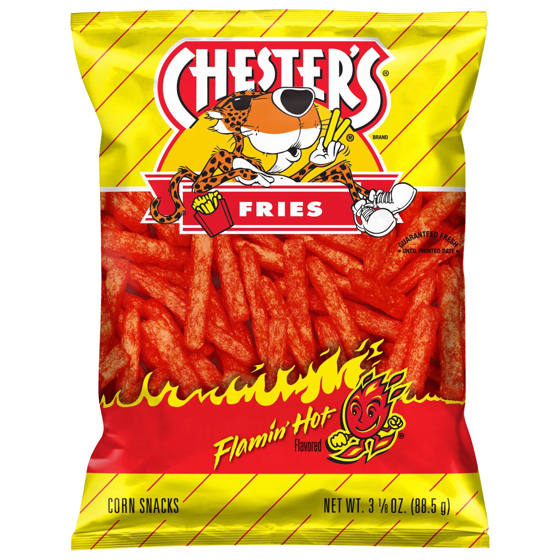 slide 1 of 1, Chester's Fries Corn Snacks Flamin' Hot Flavored 3 1/8 Oz, 3.125 oz