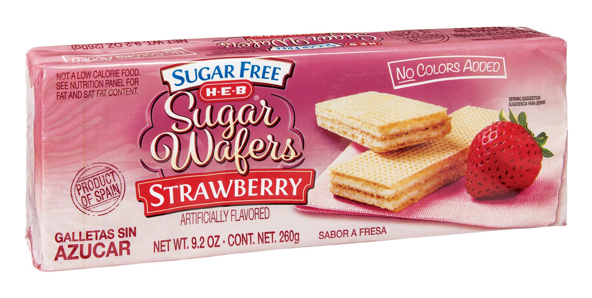 slide 1 of 1, H-E-B Sugar Free Strawberry Sugar Wafers, 9.2 oz