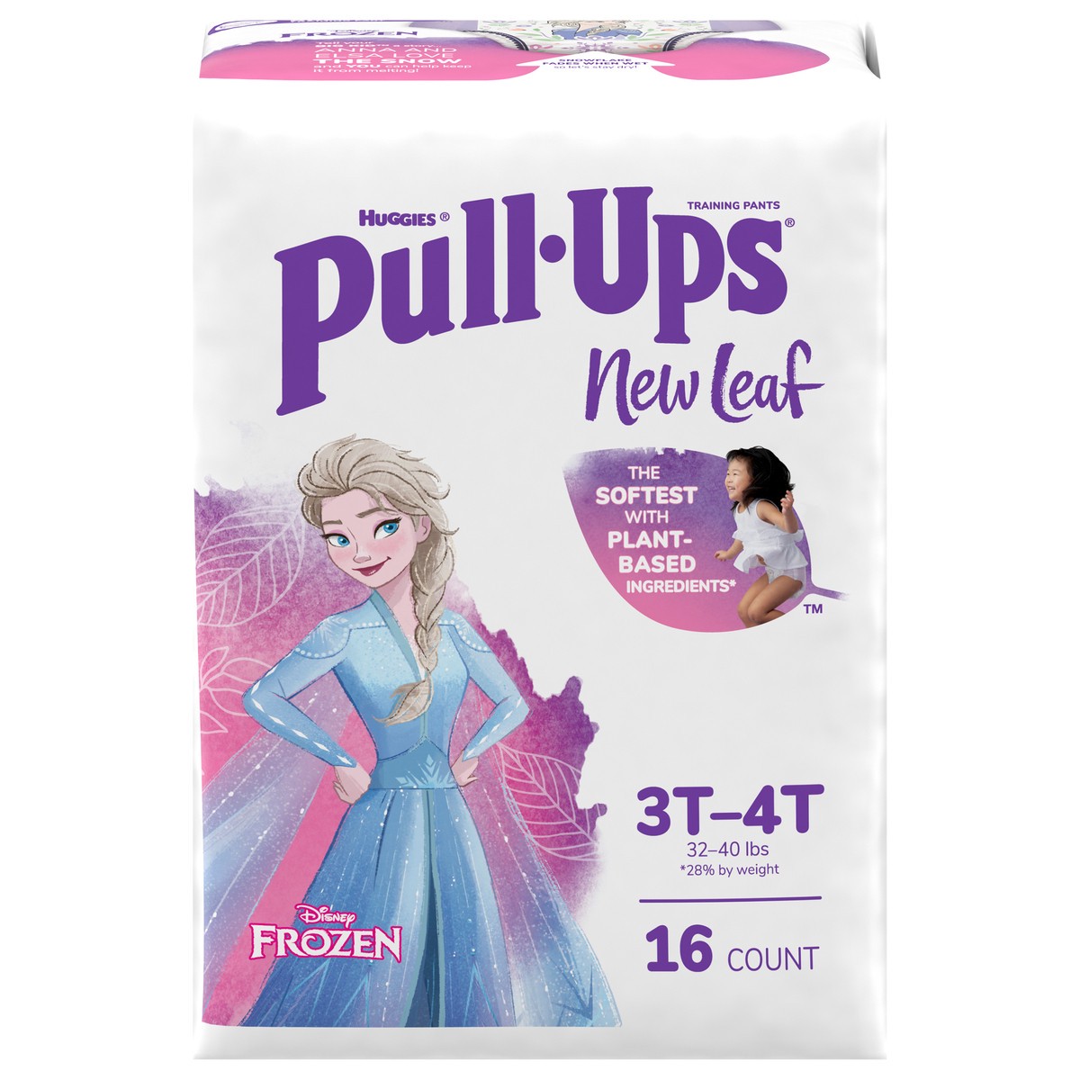 slide 1 of 5, Pull-Ups New Leaf Girls' Disney Frozen Potty Training Pants, 3T-4T (32-40 lbs), 16 Ct, 16 ct