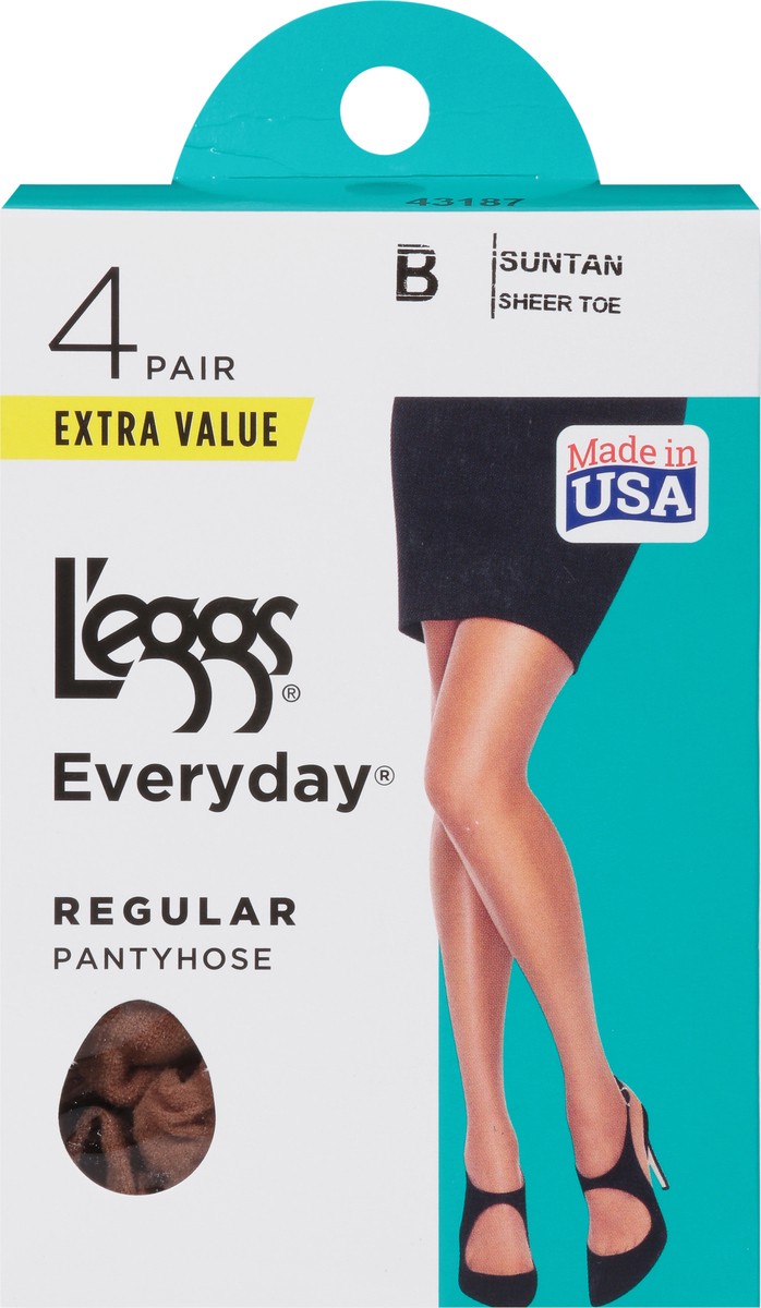 slide 2 of 9, L'eggs Everyday Suntan Regular Pantyhose B Extra Value 4 ea, 4 ct