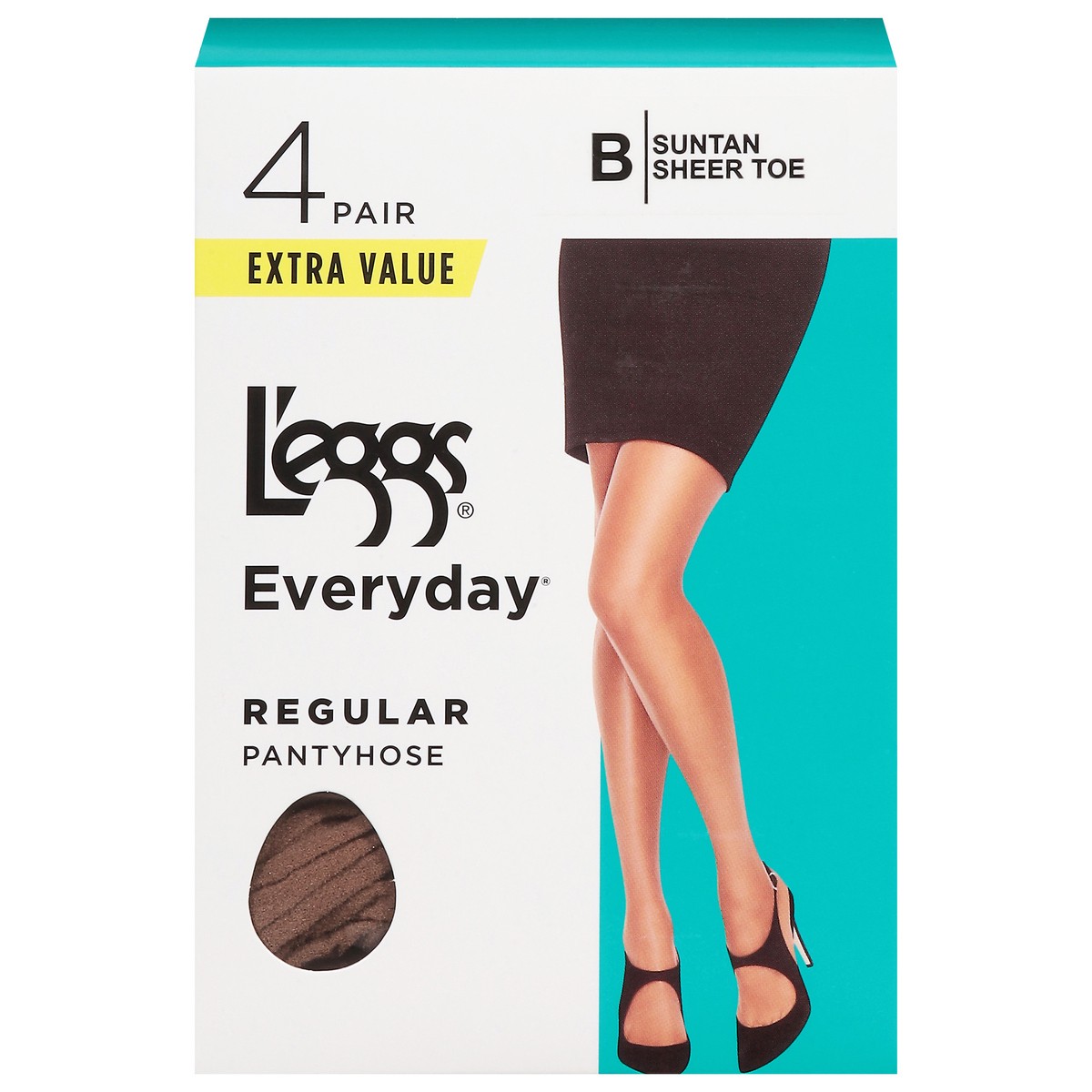 slide 1 of 9, L'eggs Everyday Suntan Regular Pantyhose B Extra Value 4 ea, 4 ct
