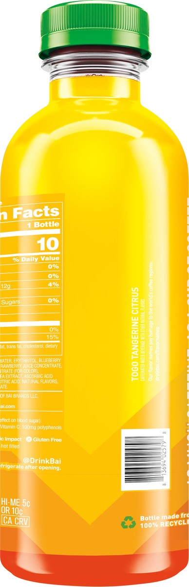 slide 7 of 7, Bai Boost Togo Tangerine Citrus, Antioxidant Infused Beverage Bottle - 18 fl oz, 18 fl oz