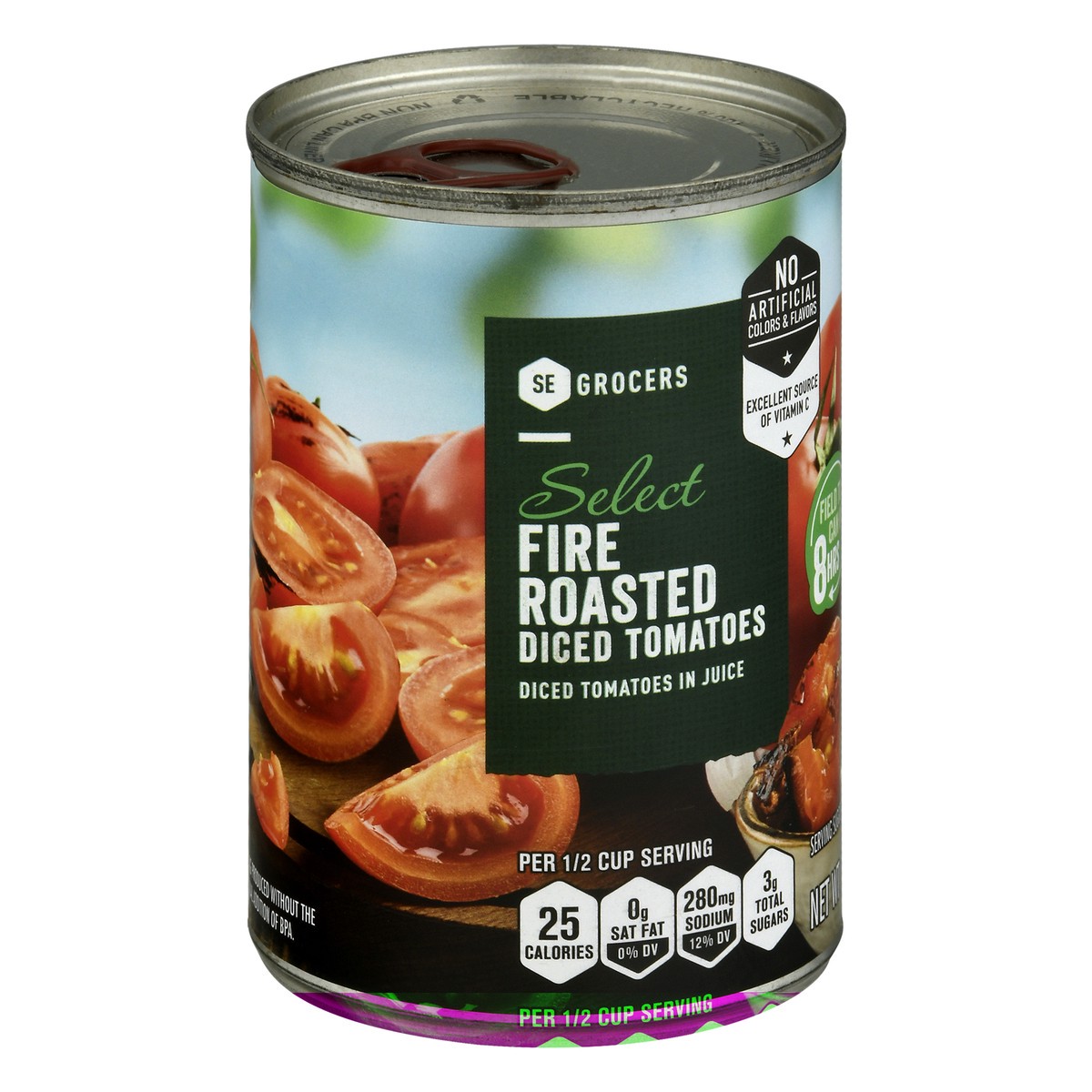 slide 6 of 10, SE Grocers Select Diced Tomatoes Fire Roasted, 14.5 oz