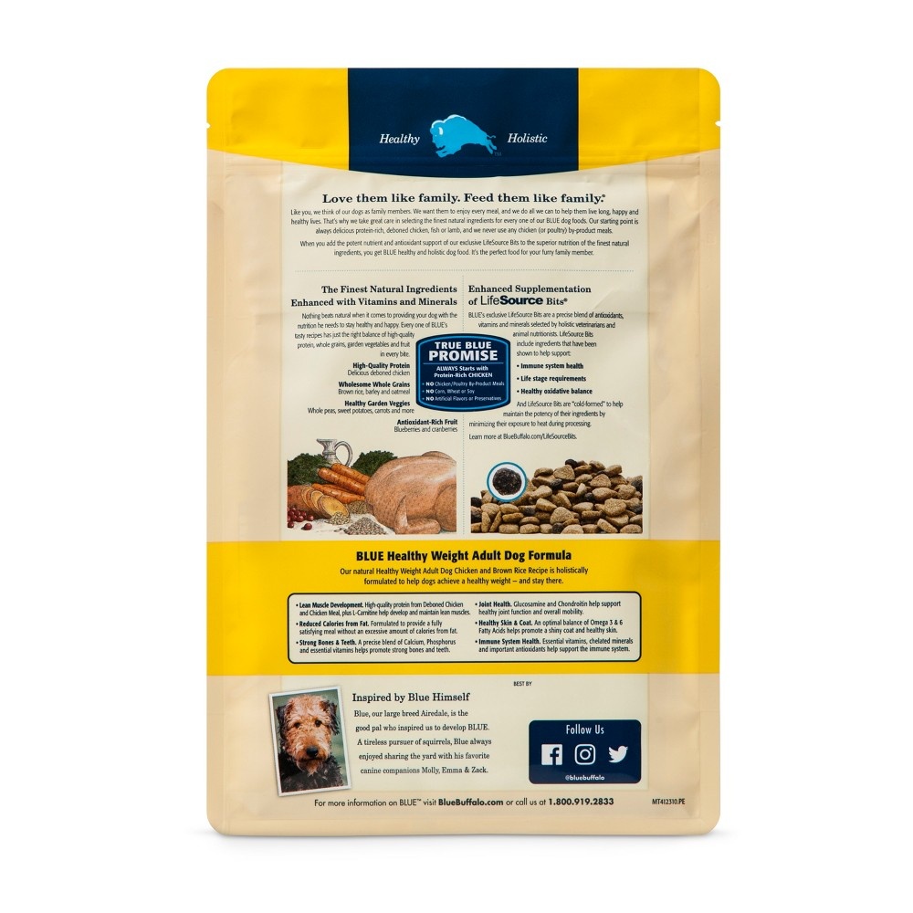 slide 2 of 2, Blue Buffalo Adult Healthy Weight Chicken & Brown Rice - Dry Dog Food, 3 lb