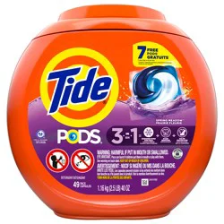Tide PODS laundry detergent pacs, 3-in-1 Stain Remover, Odor Fighter, Color Protector, 49 Count, HE compatible, Spring Meadow Scent