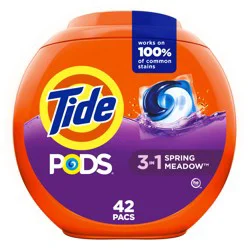 Tide PODS laundry detergent pacs, 3-in-1 Stain Remover, Odor Fighter, Color Protector, 49 Count, HE compatible, Spring Meadow Scent