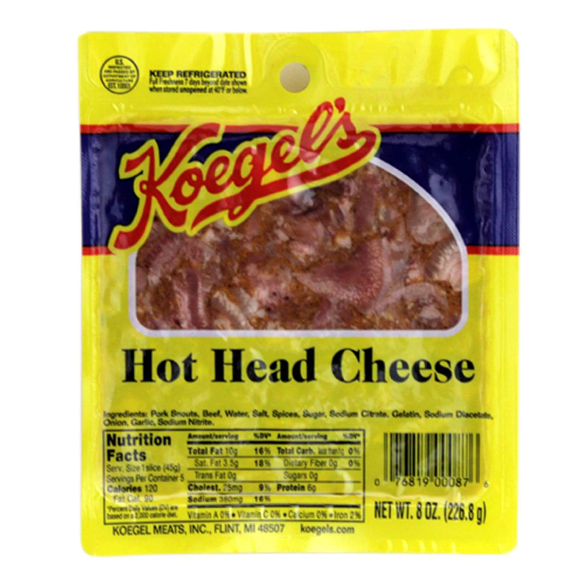 slide 1 of 1, KOEGELS Koegel's Sliced Hot Head Cheese, 8 oz