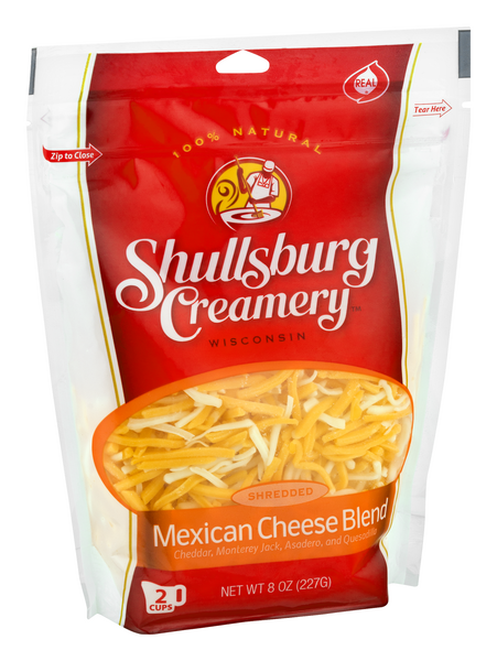 slide 1 of 1, Shullsburg Creamery Shredded Mexican Blend Cheese, 8 oz