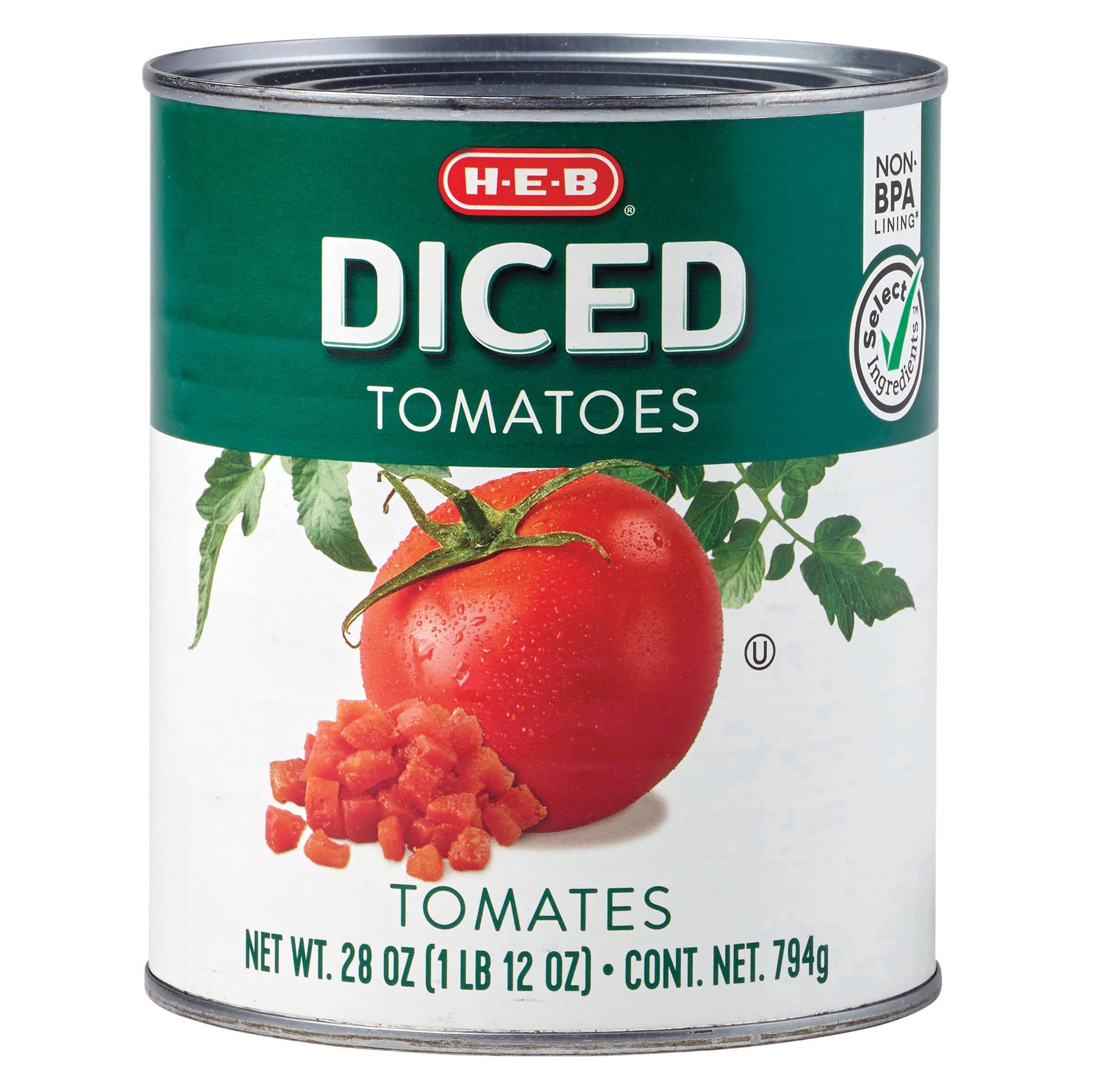 slide 1 of 1, H-E-B Diced Tomatoes, 28 oz