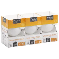Essential Everyday Light Bulbs White Vanity Globe 40 Watts Value Pack