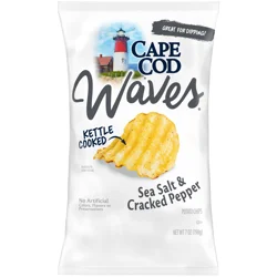 Cape Cod Sea Salt & Cracked Pepper Potato Chips, 7 oz Bag