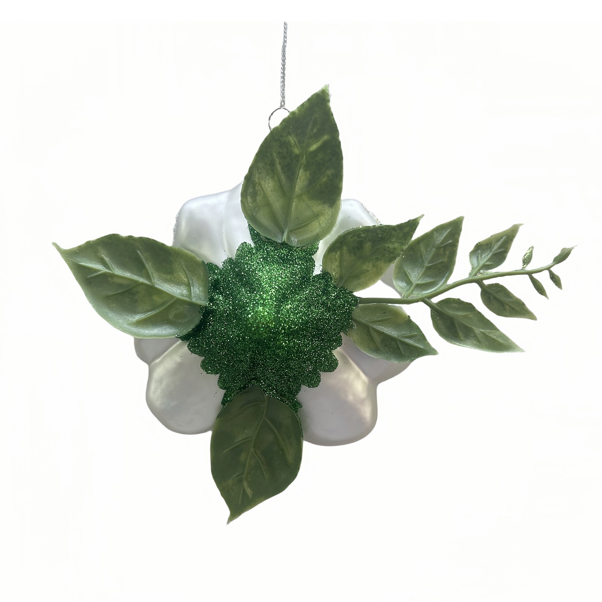 slide 2 of 2, 6.25" White Camellia Flower Glass Ornament By Ashland, 6.25 in