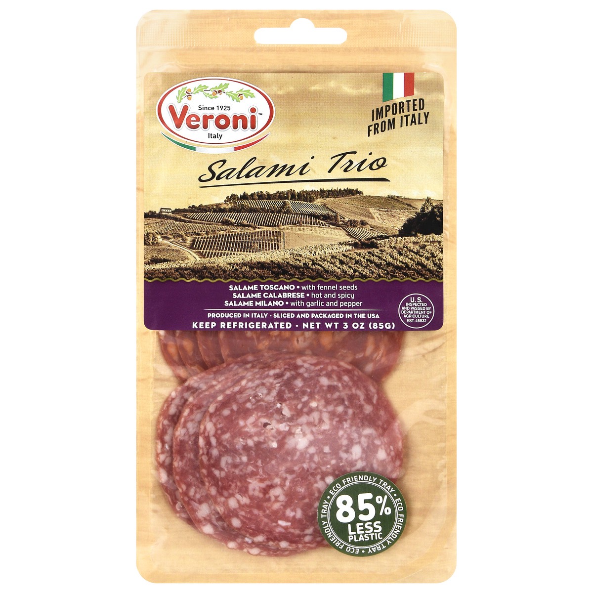 slide 14 of 14, Veroni Prescliced Salami Trio, 1 ct