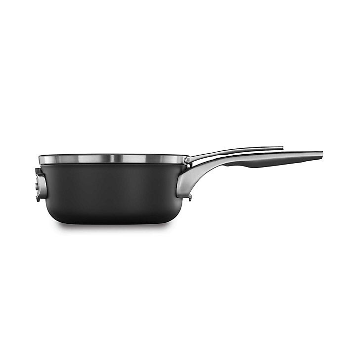 slide 1 of 1, Calphalon Premier Space Saving Hard Anodized Nonstick Saucepan with Lid, 2.5 qt