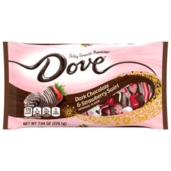 DOVE PROMISES Dark Chocolate & Strawberry Swirl Valentine's Day Candy, 7.94 Oz Bag
