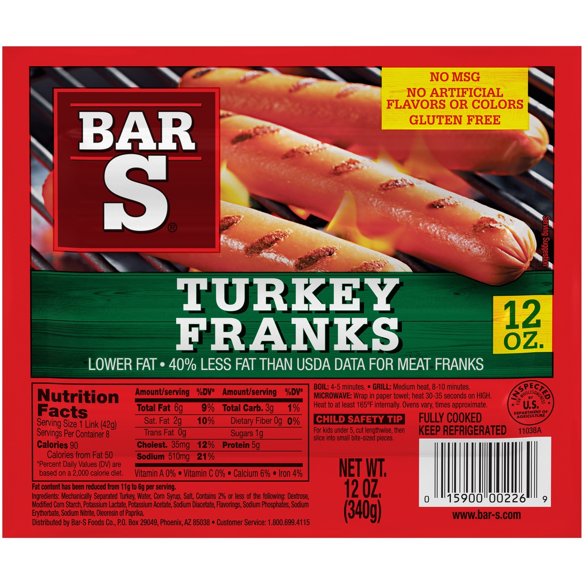 slide 1 of 1, Bar-S Bar S Turkey Franks, 12 oz