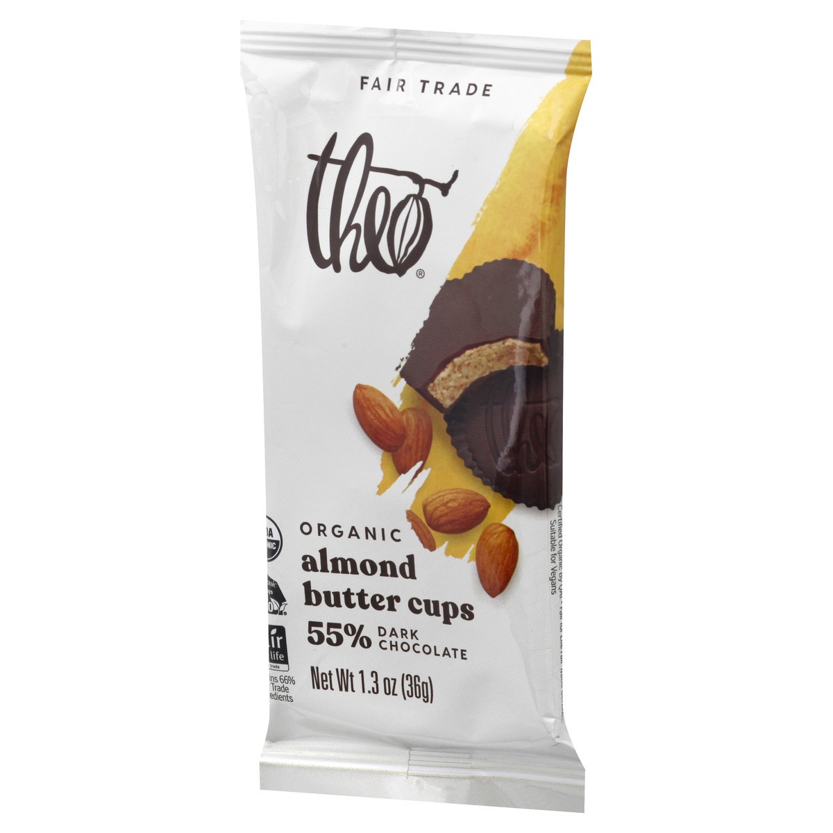 slide 4 of 9, Theo Organic 55% Dark Chocolate Almond Butter Cups 1.3 oz, 1.3 oz