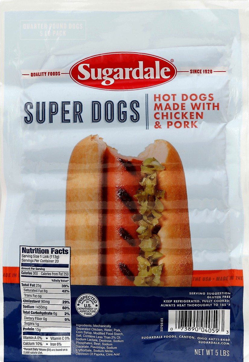 slide 11 of 13, Sugardale Chicken & Pork Super Dogs 5 lb, 5 lb