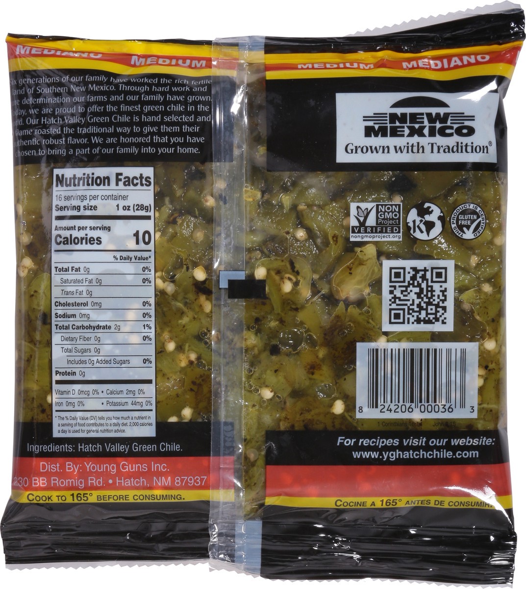 slide 5 of 9, Young Guns Diced Medium Flame Roasted Hatch Green Chile 16 oz, 16 oz