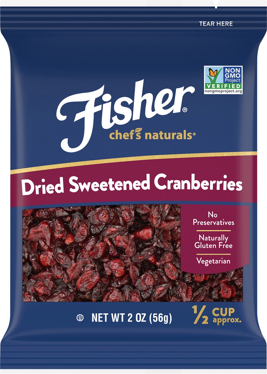 slide 1 of 11, Fisher Chef's Naturals Dried Sweetened Cranberries 2 oz. Bag, 2 oz