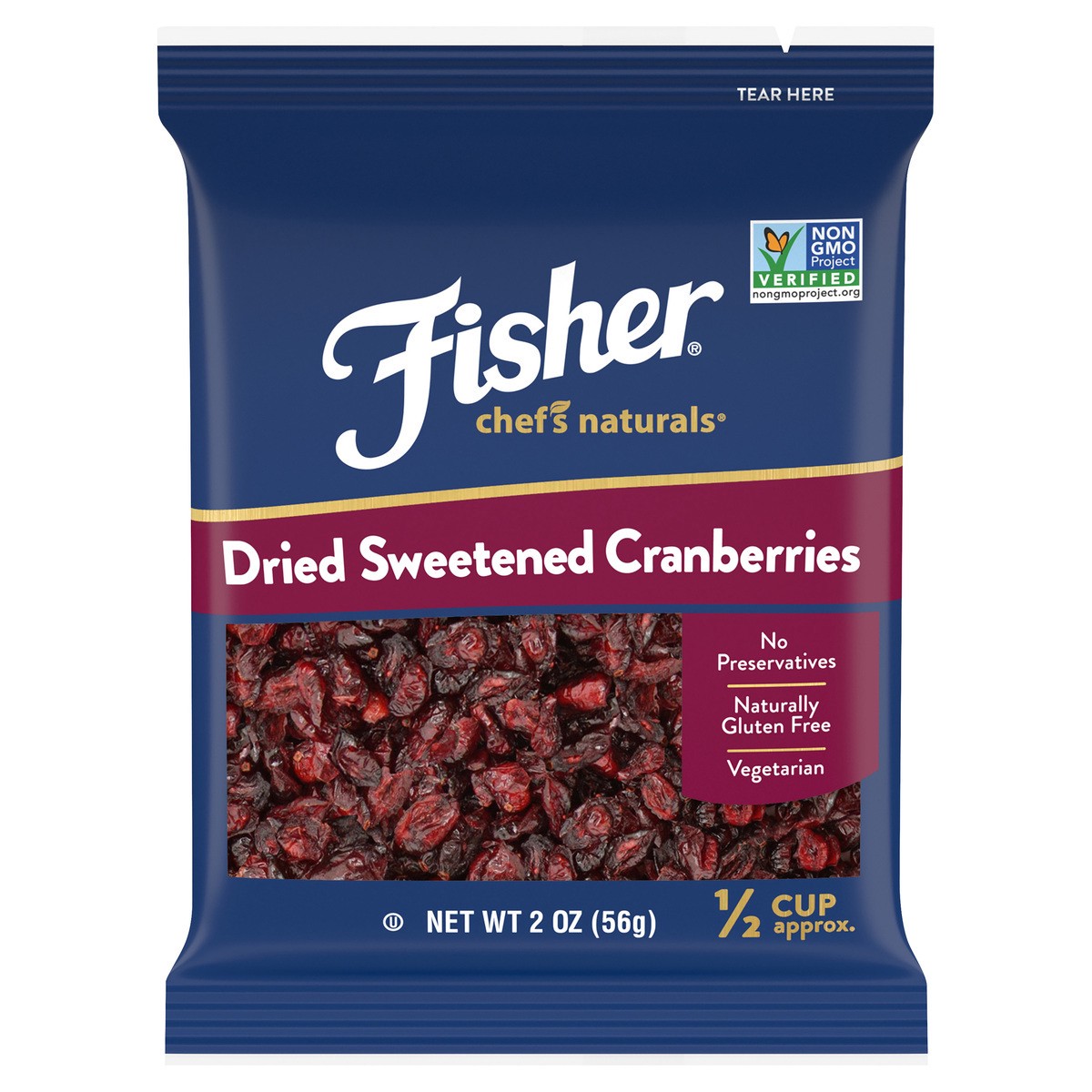 slide 10 of 11, Fisher Chef's Naturals Dried Sweetened Cranberries 2 oz. Bag, 2 oz