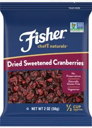 Fisher Chef's Naturals Dried Sweetened Cranberries 2 oz. Bag