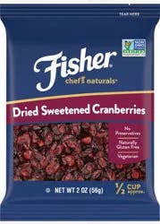 Fisher Chef's Naturals Dried Sweetened Cranberries 2 oz. Bag