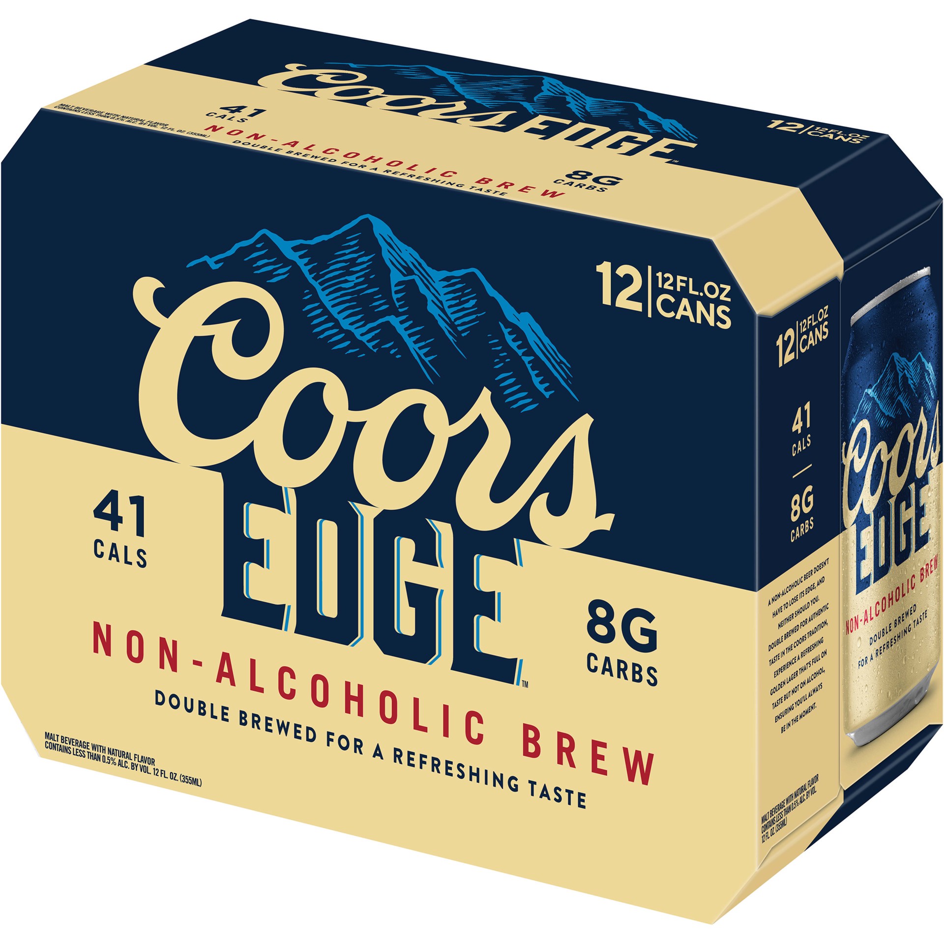 slide 4 of 5, Coors Non-Alcoholic Malt Beverage Beer, 12 Pack, 12 fl. oz. Cans, .5% ABV, 288 oz