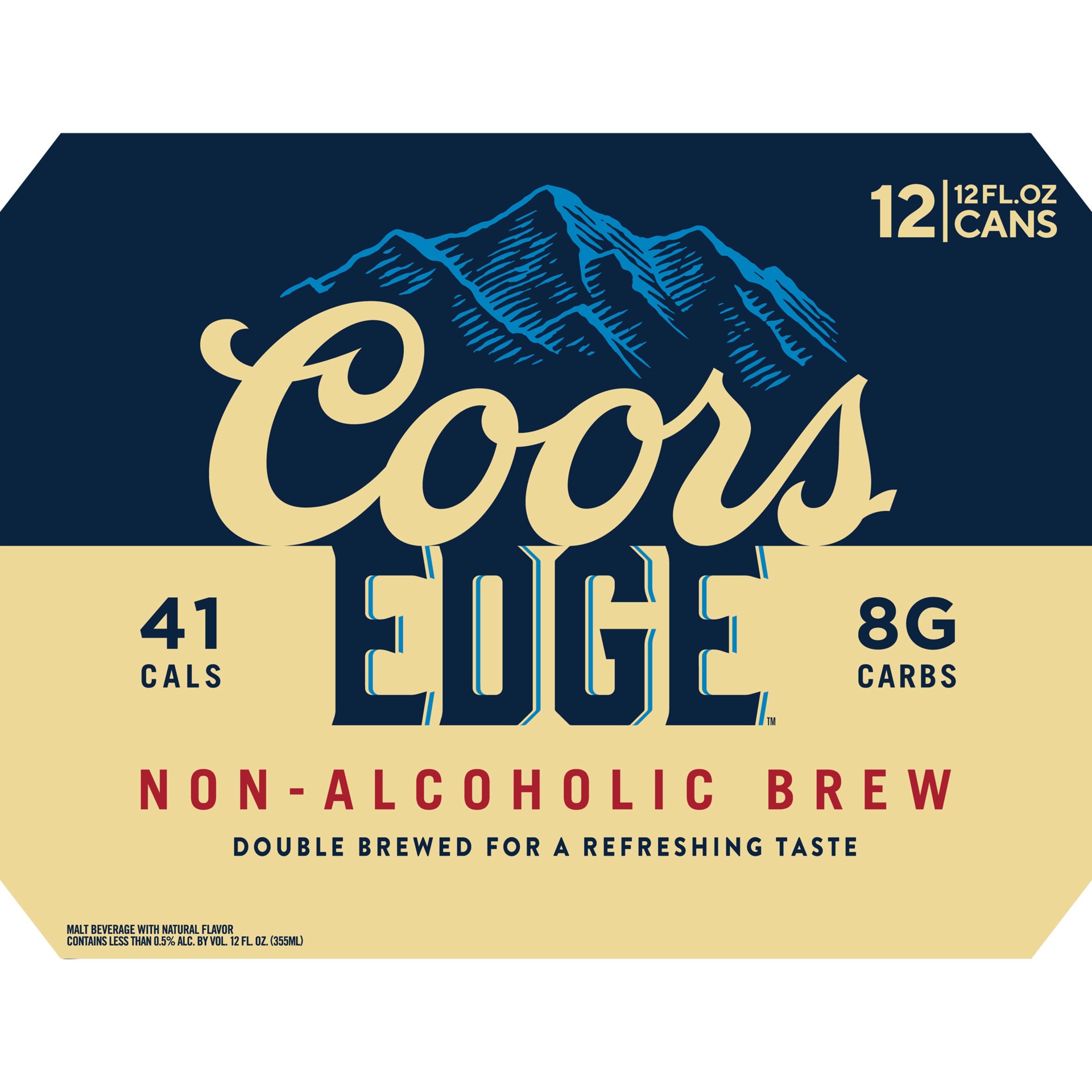 slide 5 of 5, Coors Non-Alcoholic Malt Beverage Beer, 12 Pack, 12 fl. oz. Cans, .5% ABV, 288 oz