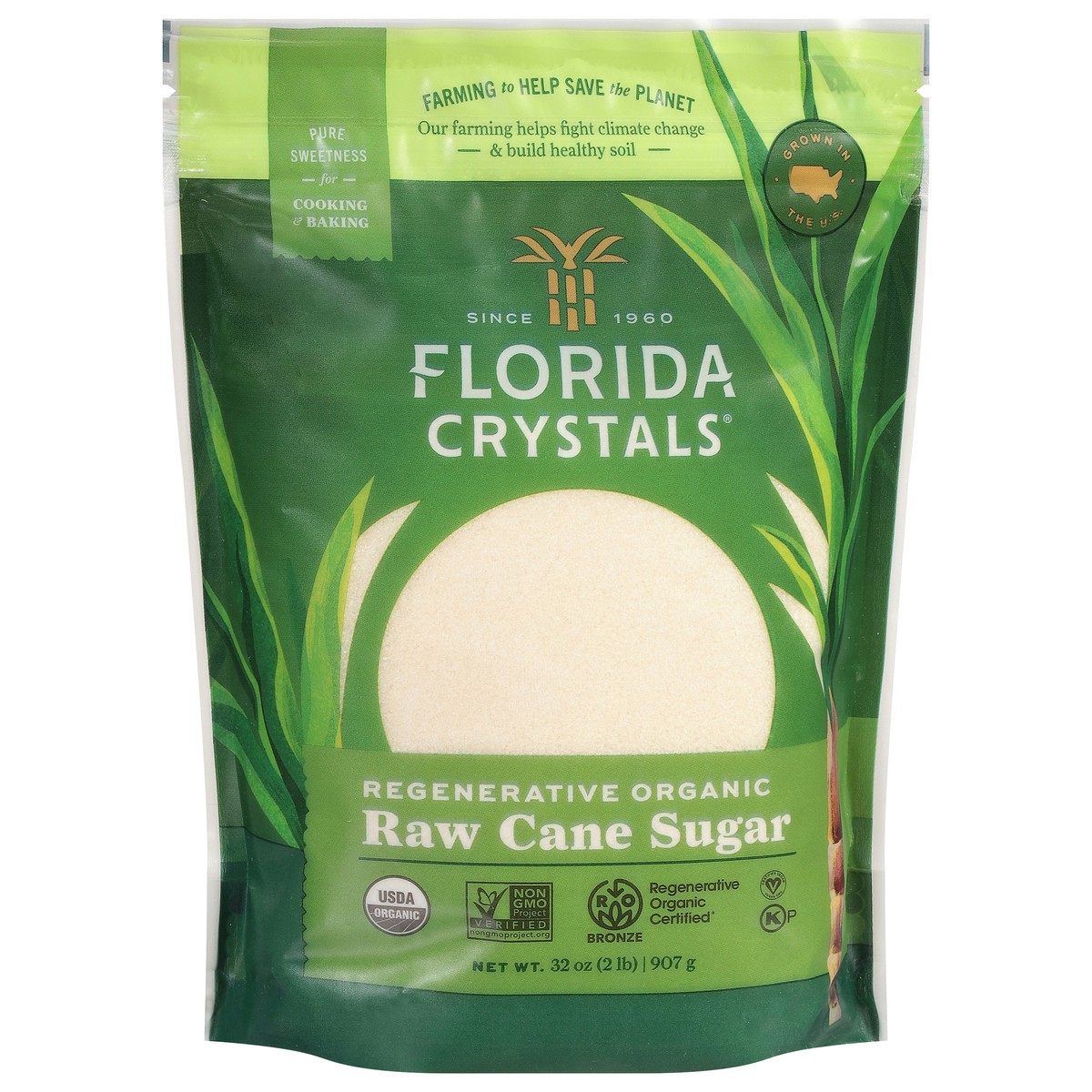 slide 1 of 19, Florida Crystals Regenerative Organic Raw Cane Sugar, 32 oz (2 lb), 32 oz