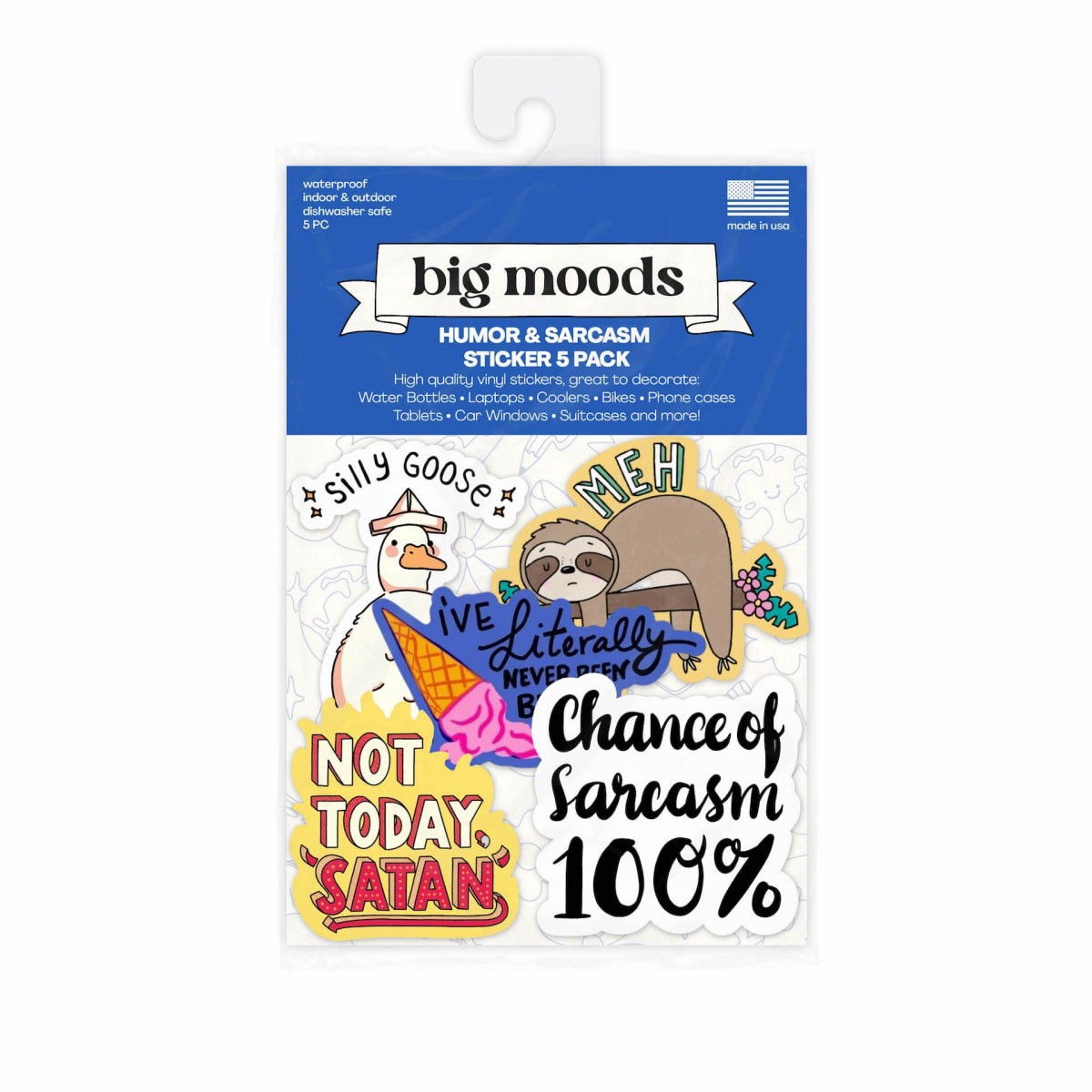 slide 1 of 1, Big Moods Sarcasm Sticker Pack 5pc, 5 ct
