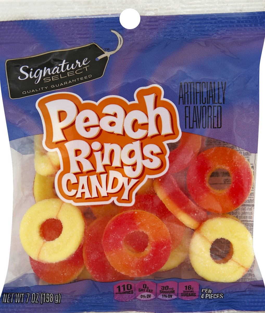 slide 2 of 4, Signature Select Peach Rings Candy 7 oz, 