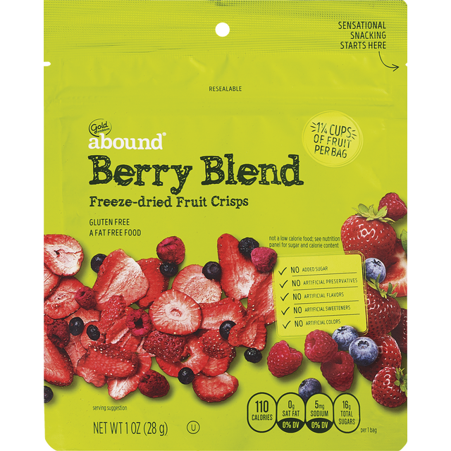 slide 1 of 1, Gold Emblem abound Berry Blend Freeze-Dried Fruit Crisps, 1 Oz, 1 ct