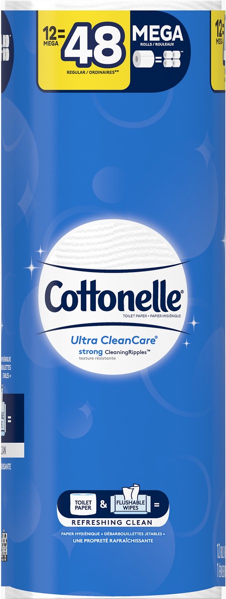 slide 5 of 9, Cottonelle Ultra Clean Strong Toilet Paper - 12 Mega Rolls, 4080 ct