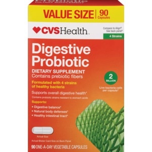 slide 1 of 1, CVS Health Digestive Probiotic Capsules Value Size, 90 ct