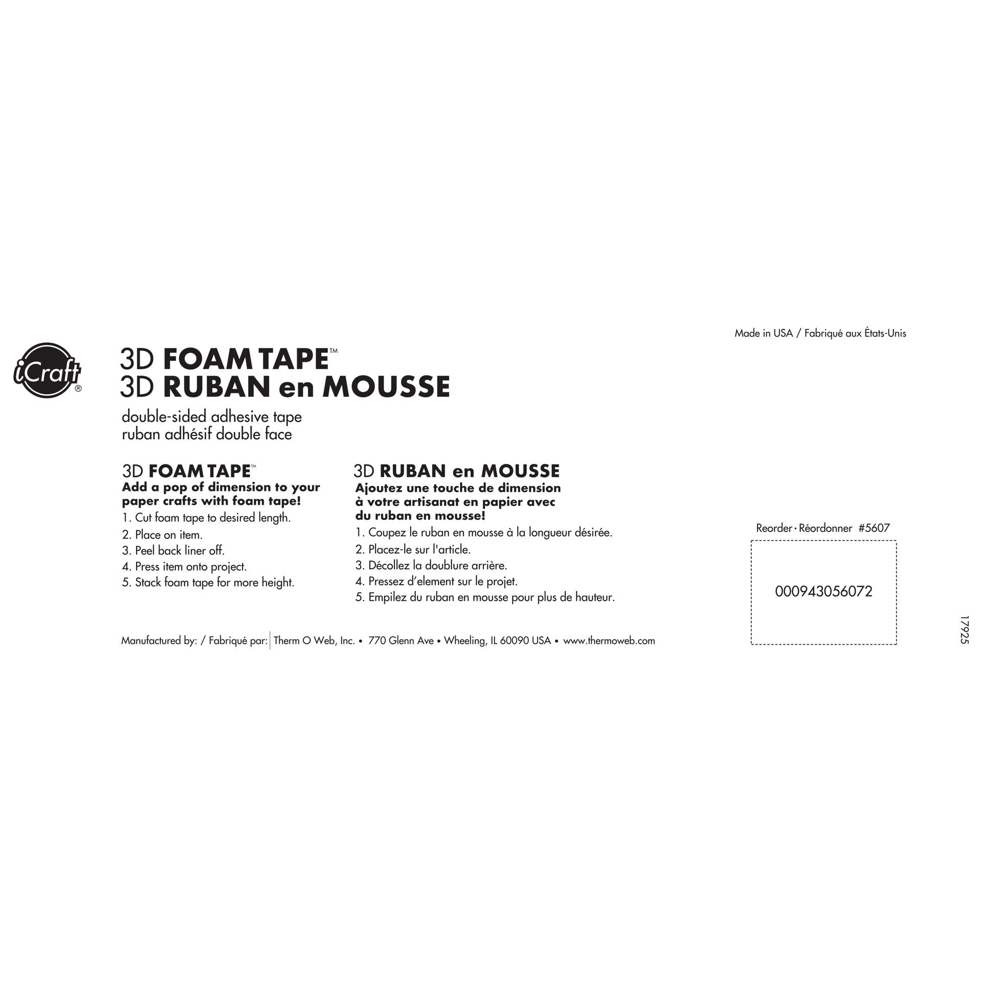slide 2 of 5, Icraft White 3d Foam Tape Jumbo Roll, 108ft., 108 ft