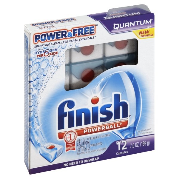 slide 1 of 1, Reckitt Benckiser Finish Powerball Power & Free Quantum Capsules, 12 ct; 7 oz